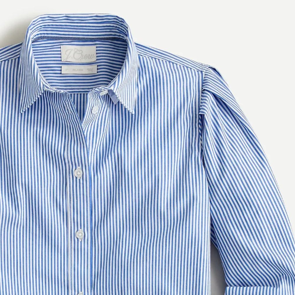 💙 NEW J. Crew Blue Striped Puff-Sleeve Shirt 22 - Picture 3 of 8